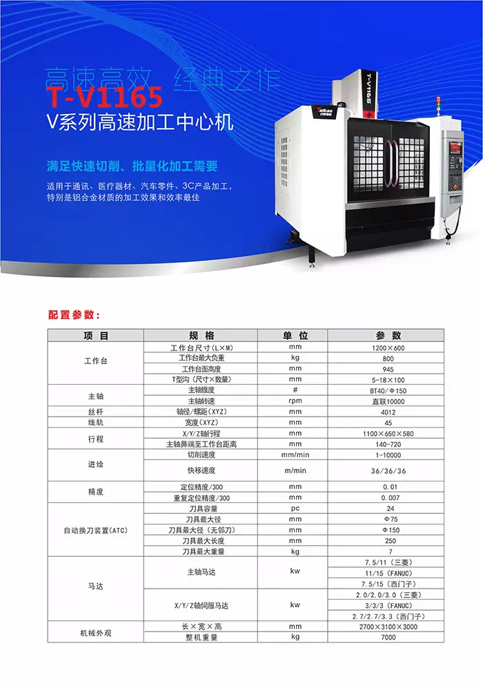 臺群精機T-V1165加工中心